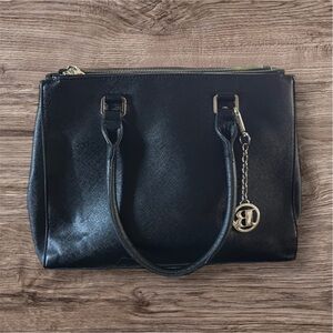 Browns Classy Black Tote Hand Bag With Bag Charm